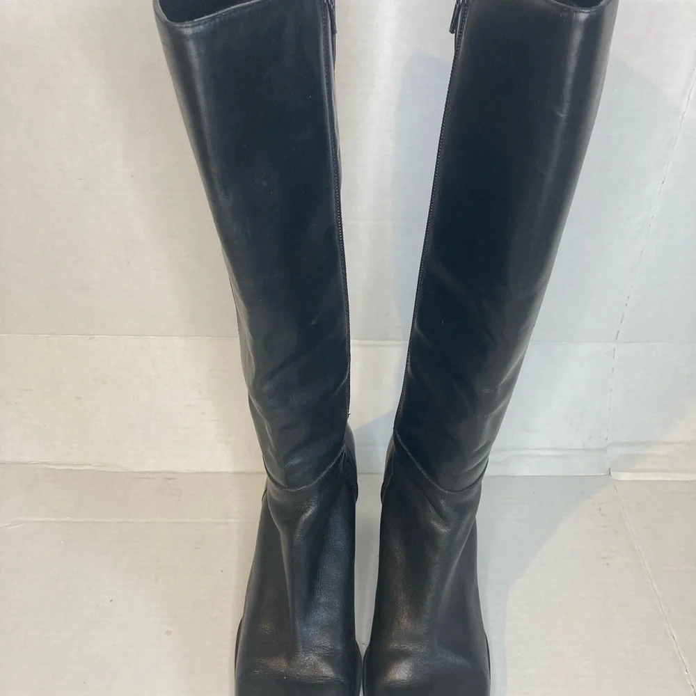 Calico Women Black Leather Knee-High Boots
